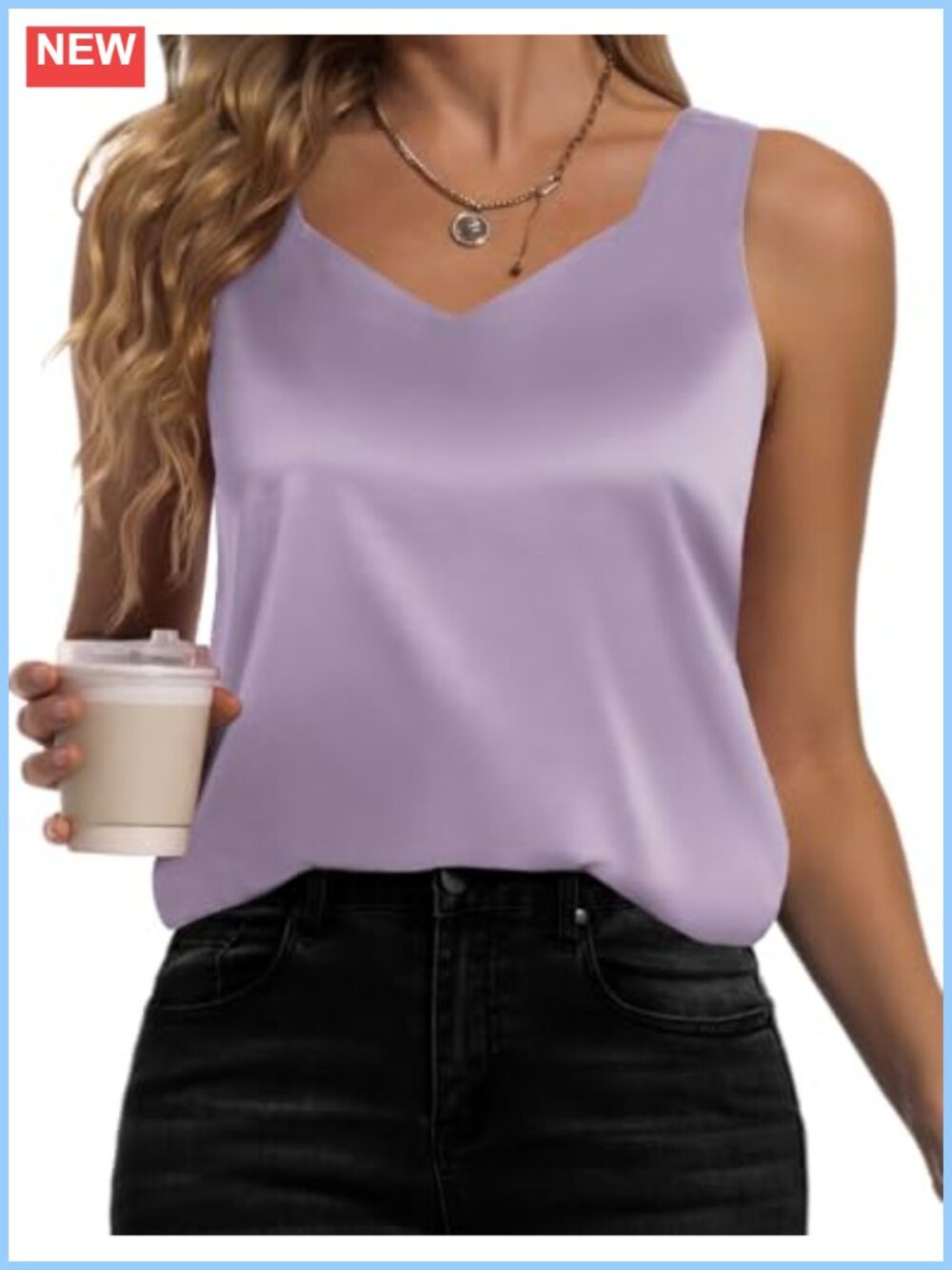 Silk Satin Tank Top V Neck Sleeveless Camisole Business Casual